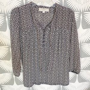 LOFT Mixed Media Leaf Print Blouse